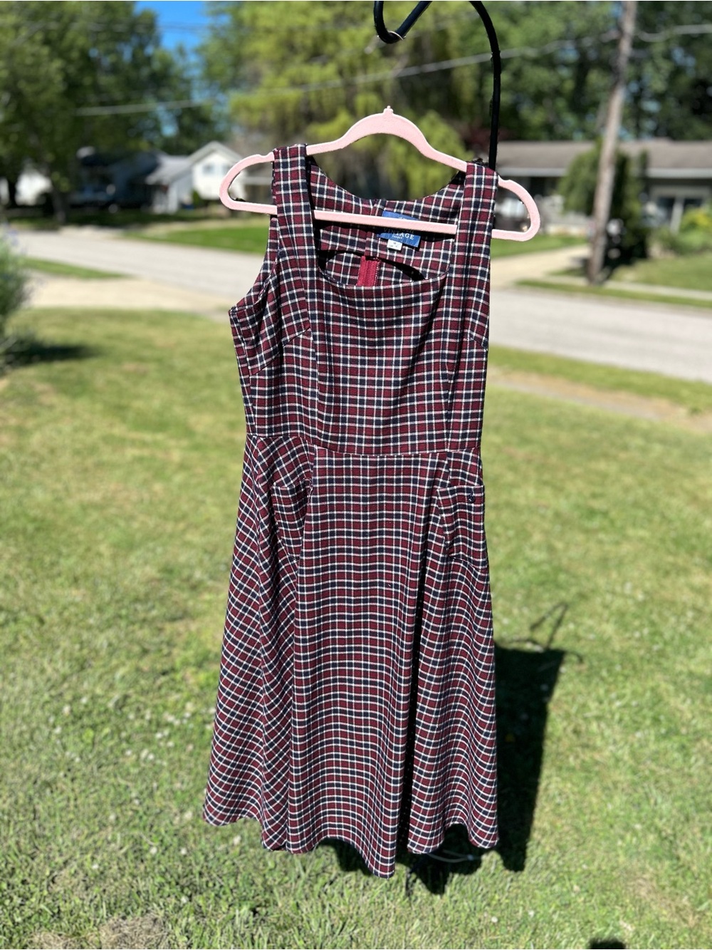 Collectif Vintage Red and Blue Plaid Dress With Pockets